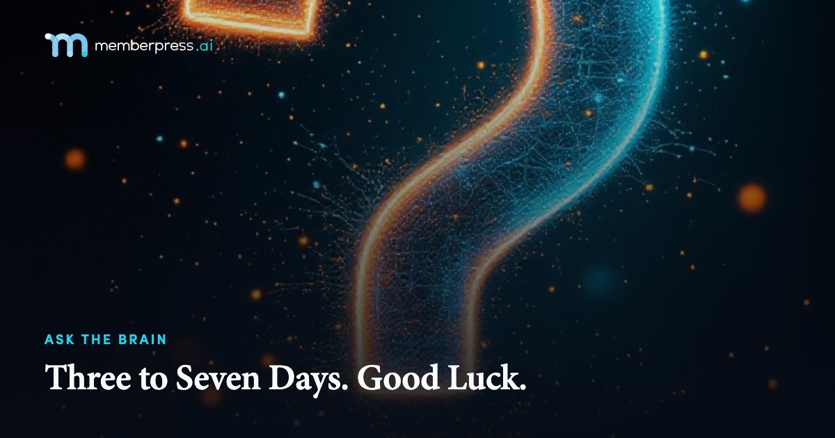 Three to Seven Days. Good Luck.