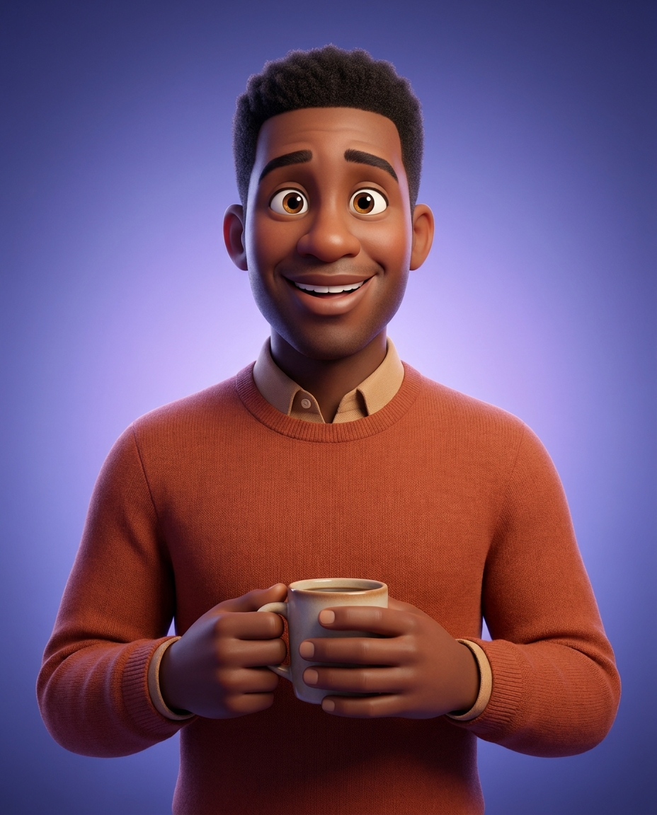 Illustrated portrait of Kwame Mensah