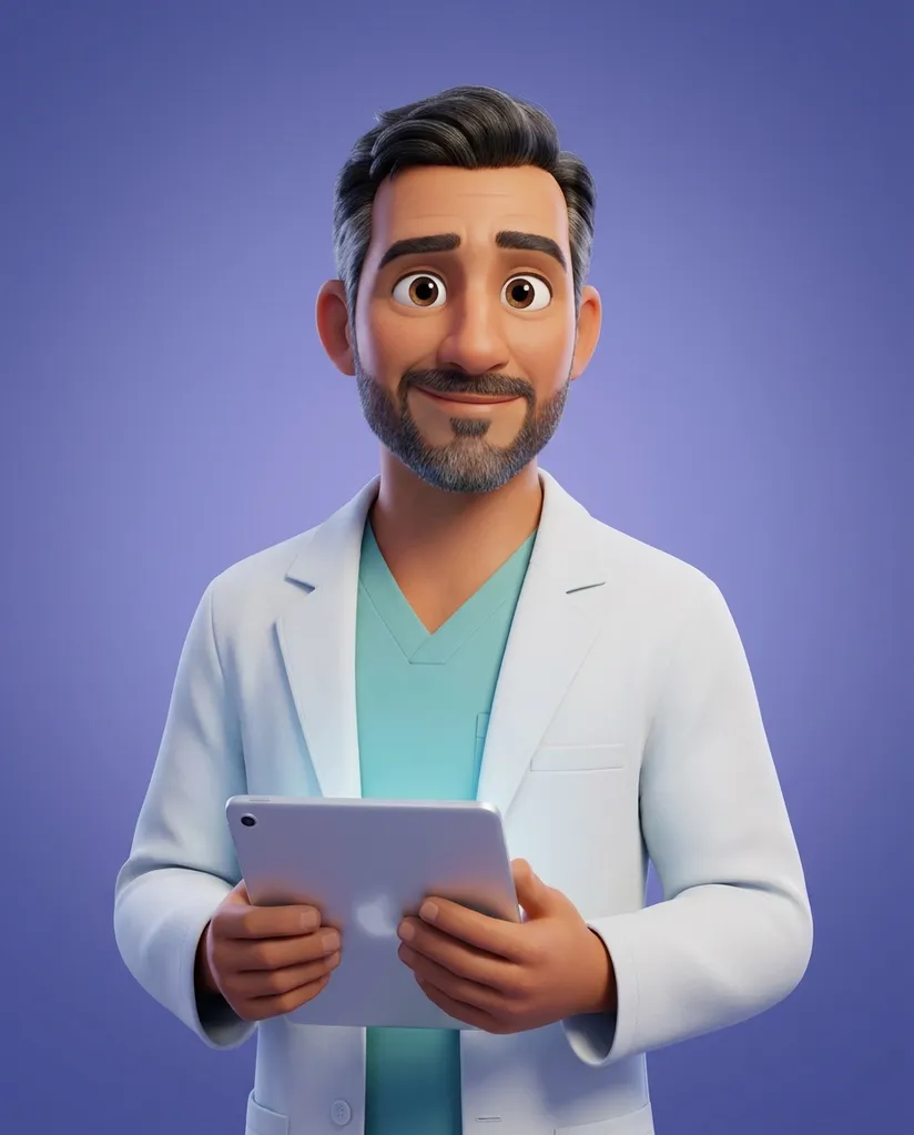 Illustrated portrait of Dr. Marcus Reyes